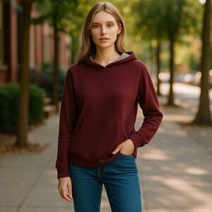 THE NORTH FACE Burgundy Pullover Round Bottom Hoodie Sweatshirt ~ Women's Size S